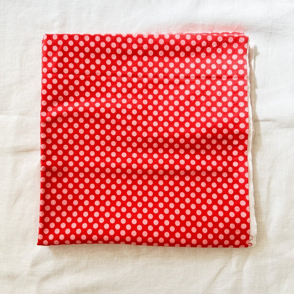 1.1 yd - Hello Sunshine - Pink Dots on Red - Fabric *Pre-Washed